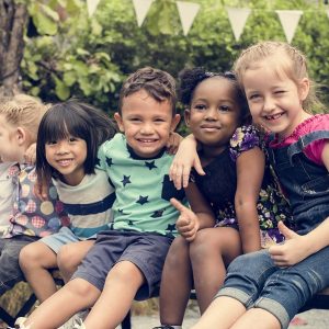 Group Of Diverse Kids Sitting Together