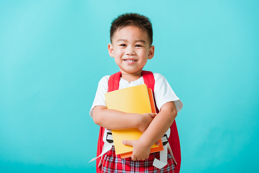 back to school concept. portrait asian happy funny cute little c