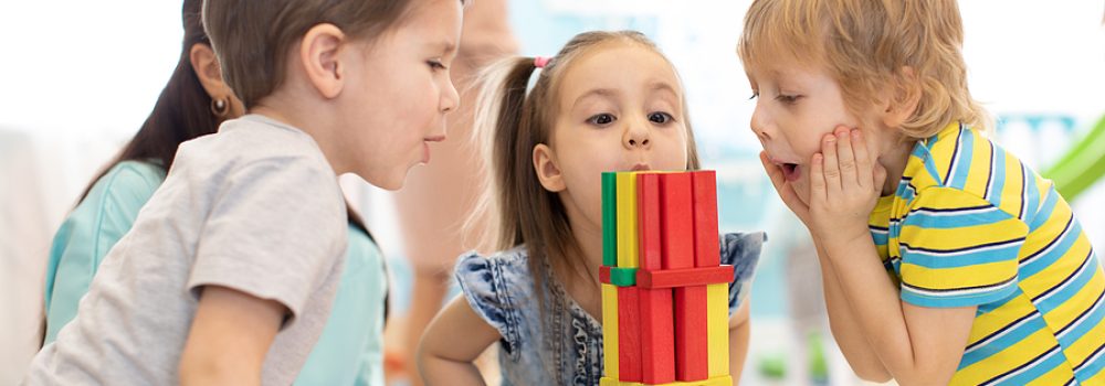 Little Kids Build Wooden Toys At Home Or Daycare. Emotional Kids